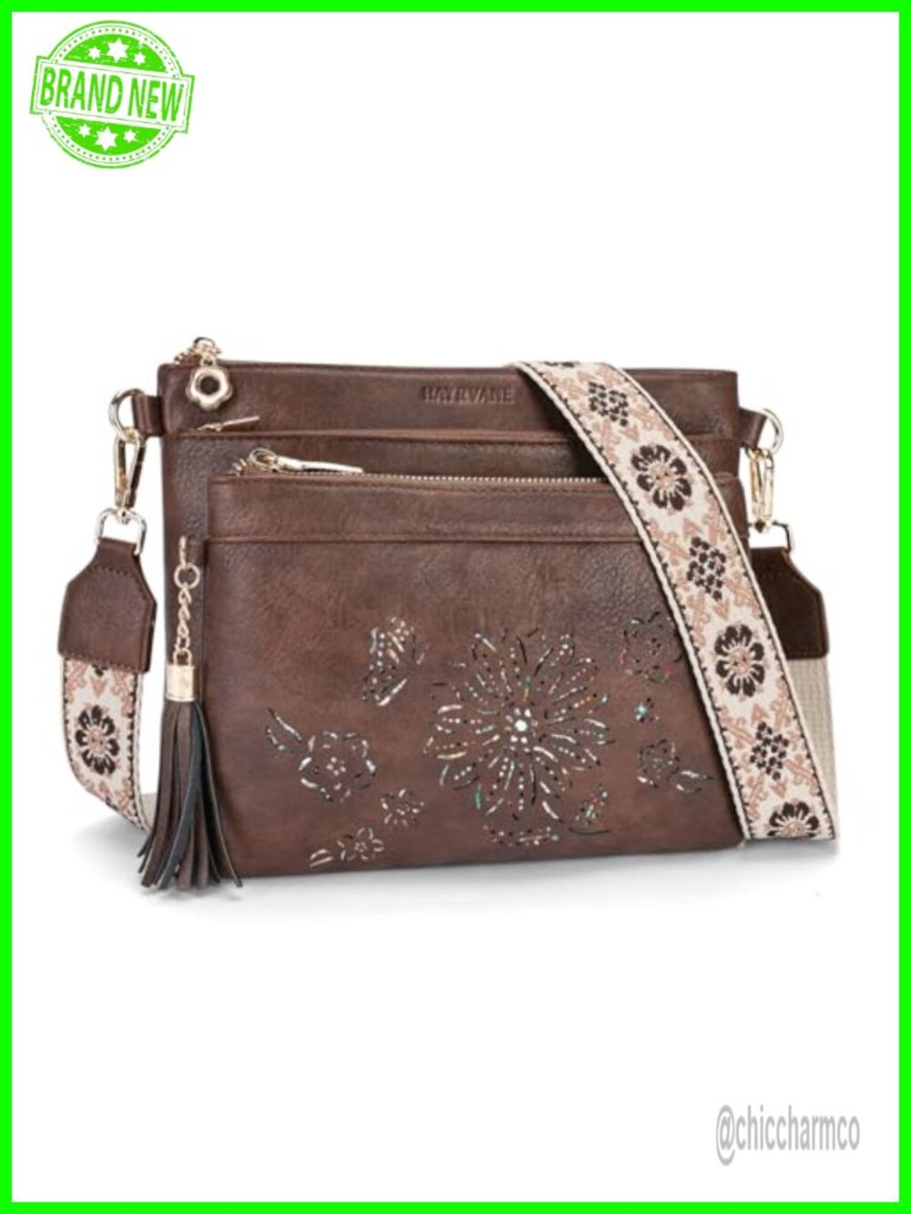 Sunflower Crossbody Bag with Wide Adjustable Strap Multi Pocket Purse